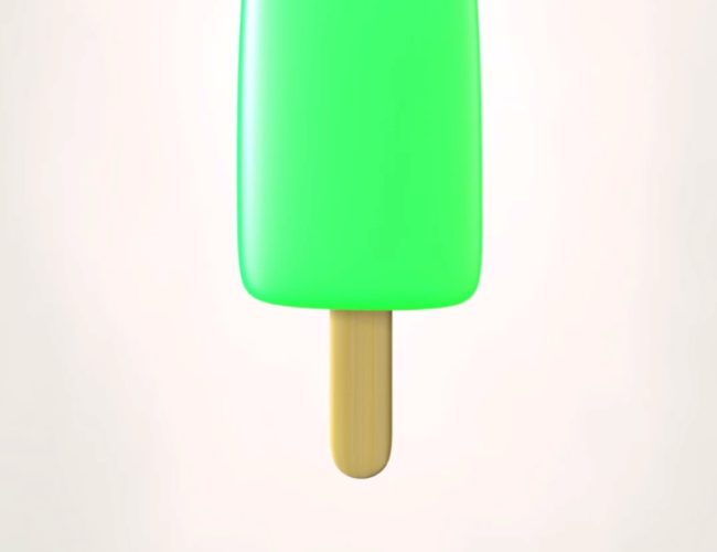 Zoomed render of a green frozen popsicle
