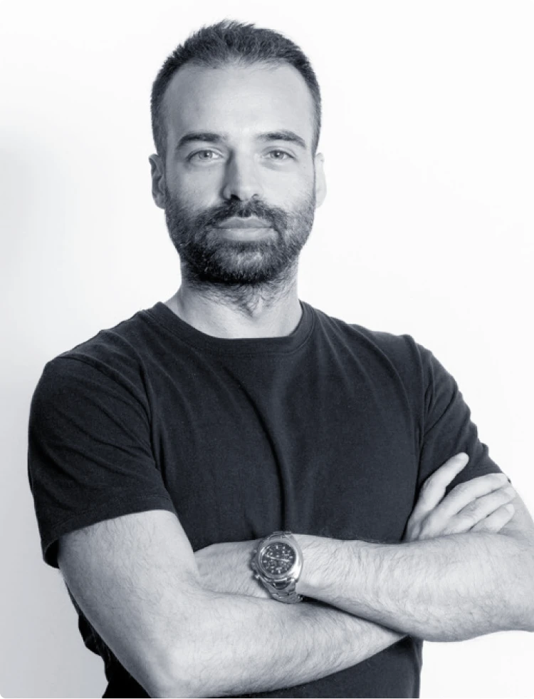 Fabio Besti profile Black and white portrait image of Fabio Besti Interdisciplinary Designer. About page