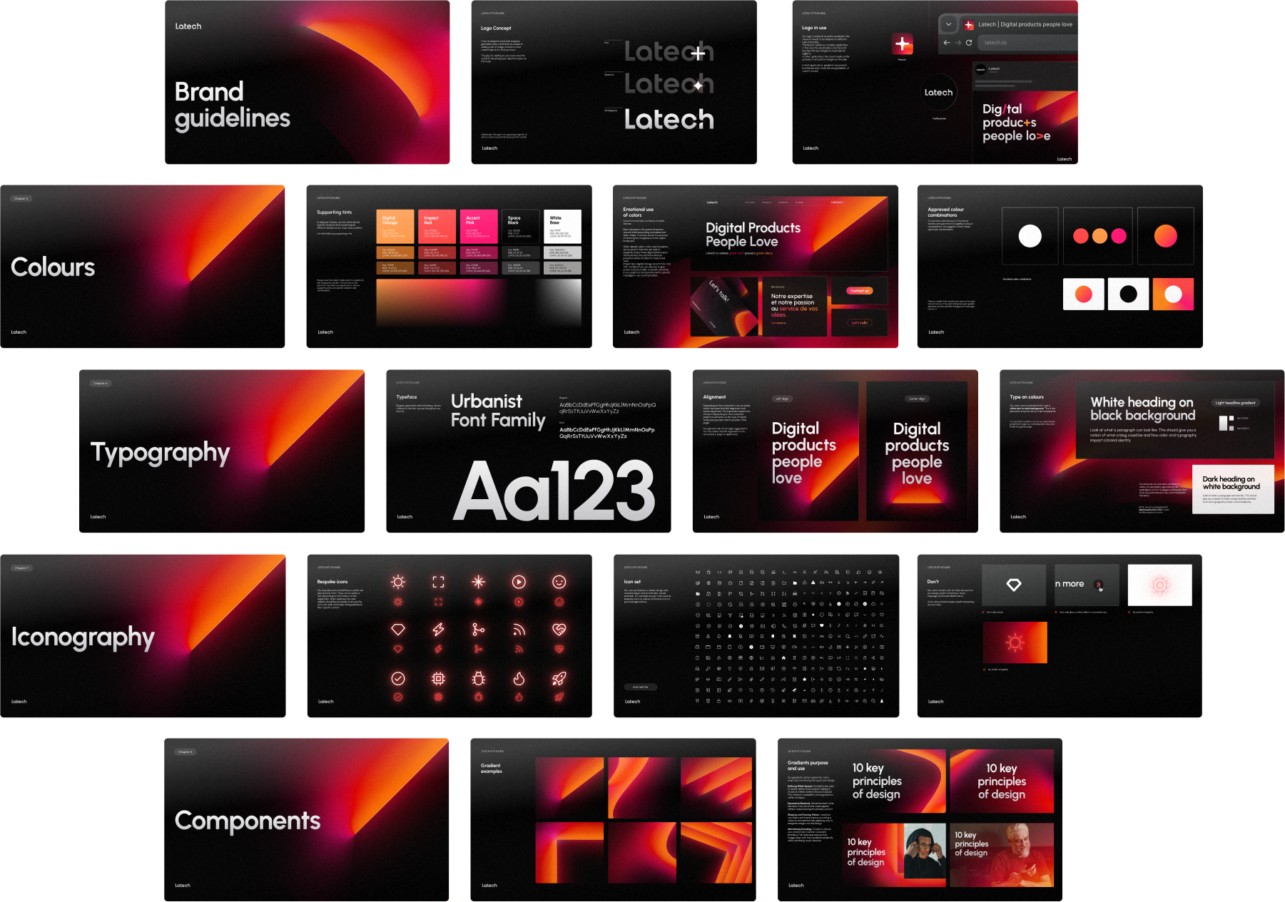 Mockup of the brand guidelines of Latech (Stravos). Realized for the Latech Startup rebranding Project. Design by Nemesis Studio and Fabio Besti